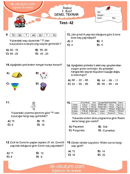 ilkokul 1. Sınıf Genel Tekrar Testleri 